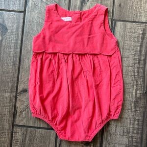 Peggy Green coral corduroy bubble with scalloped chest line.